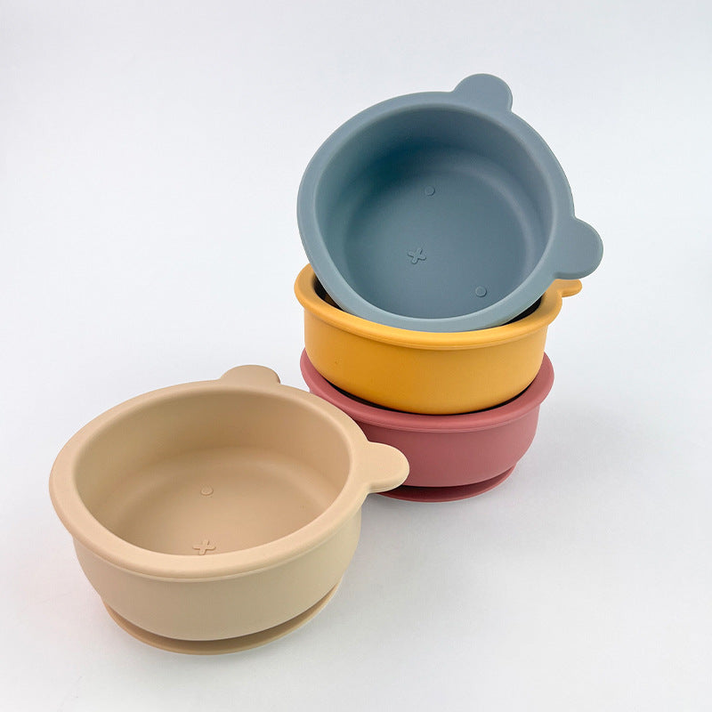 Infant Cartoon Silicone Bowl Fork And Spoon Set